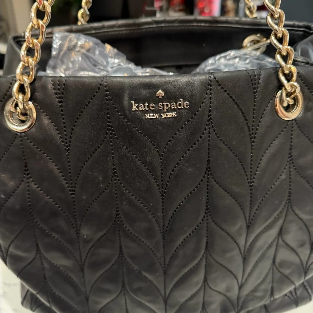 Kate Spade Black Meena Blair Quilted Shoulder Bag with Gold Chain - Picture 10 of 11
